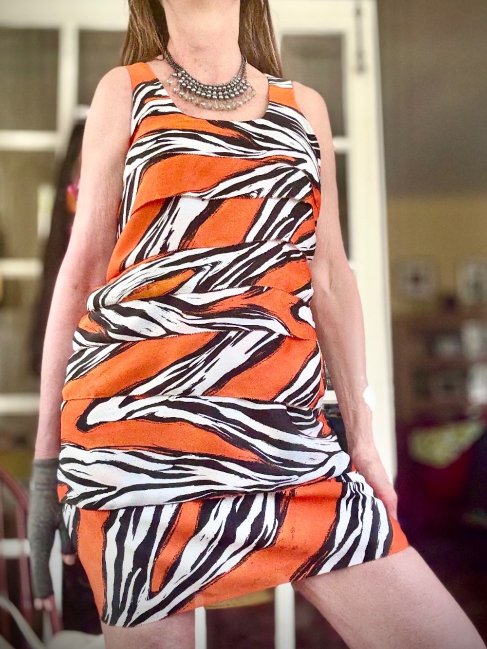 Michael Kors Tiger Print Tiered Flapper style Dress in Sz. 10 EUC